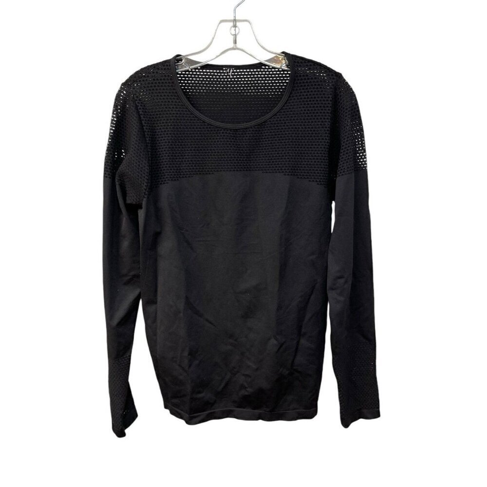 Fabletics Musetta Seamless Long Sleeve Top Laser Cut Black Compression Size XL